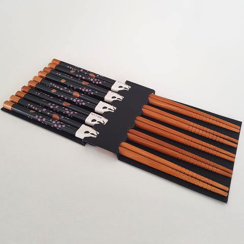 Kit 5 Pares Hashi Preto Floral Kyoto Yoi Conjunto De Palitos Japoneses Bambu Cozinha Oriental Sushi Kit 5 Pares Hashi Preto Floral Kyoto Yoi Conjunto De Palitos Japoneses Bambu Cozinha Oriental Sushi