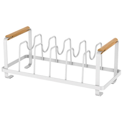 Organizador de Pratos Suporte Porta 5 Tampas de Panela Metalla Branco Aço Yoi Organizador de Pratos Suporte Porta 5 Tampas de Panela Metalla Branco Aço Yoi