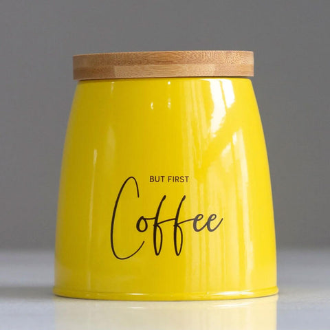 Lata Coffee Porta Condimentos 800ml Pote para Café em Aço e Bambu Sunshine Mostarda Lata Coffee Porta Condimentos 800ml Pote para Café em Aço e Bambu Sunshine Mostarda