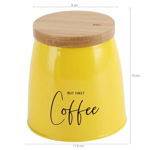 Lata Coffee Porta Condimentos 800ml Pote para Café em Aço e Bambu Sunshine Mostarda Lata Coffee Porta Condimentos 800ml Pote para Café em Aço e Bambu Sunshine Mostarda