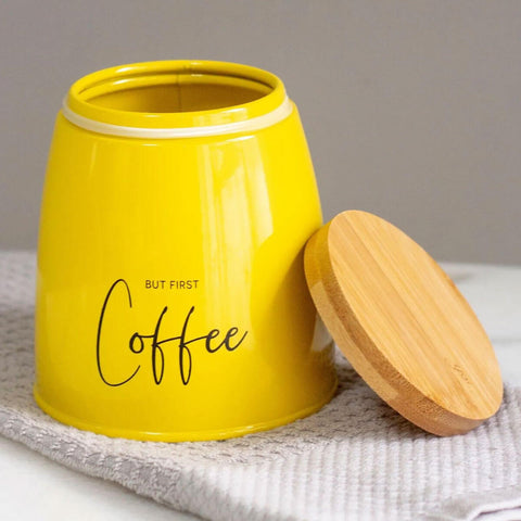 Lata Coffee Porta Condimentos 800ml Pote para Café em Aço e Bambu Sunshine Mostarda Lata Coffee Porta Condimentos 800ml Pote para Café em Aço e Bambu Sunshine Mostarda