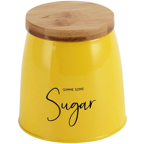 Lata Sugar Porta Condimentos 800ml Pote para Açúcar em Aço e Bambu Sunshine Mostarda Lata Sugar Porta Condimentos 800ml Pote para Açúcar em Aço e Bambu Sunshine Mostarda