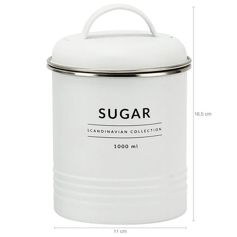 Lata Porta Condimento de Metal Porta Açúcar 1000ml Copenhag Yoi Sugar Branco Fosco Lata Porta Condimento de Metal Porta Açúcar 1000ml Copenhag Yoi Sugar Branco Fosco