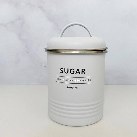 Lata Porta Condimento de Metal Porta Açúcar 1000ml Copenhag Yoi Sugar Branco Fosco Lata Porta Condimento de Metal Porta Açúcar 1000ml Copenhag Yoi Sugar Branco Fosco
