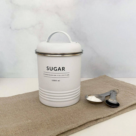 Lata Porta Condimento de Metal Porta Açúcar 1000ml Copenhag Yoi Sugar Branco Fosco Lata Porta Condimento de Metal Porta Açúcar 1000ml Copenhag Yoi Sugar Branco Fosco
