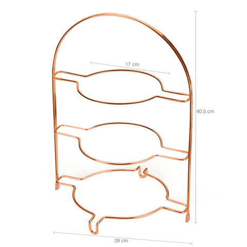 Suporte Porta Pratos Organizador 3 Níveis Rose Gold Bancada Suporte Porta Pratos Organizador 3 Níveis Rose Gold Bancada