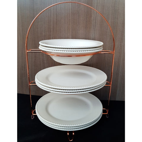 Suporte Porta Pratos Organizador 3 Níveis Rose Gold Bancada Suporte Porta Pratos Organizador 3 Níveis Rose Gold Bancada