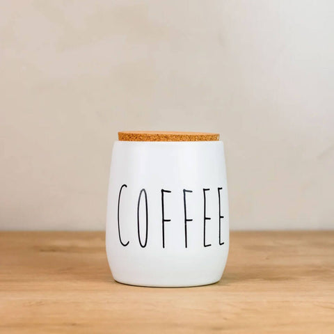 Pote para Café 850ml Lata Coffee Porta Condimentos em Metal e Cortiça OAK Yoi Branco Pote para Café 850ml Lata Coffee Porta Condimentos em Metal e Cortiça OAK Yoi Branco