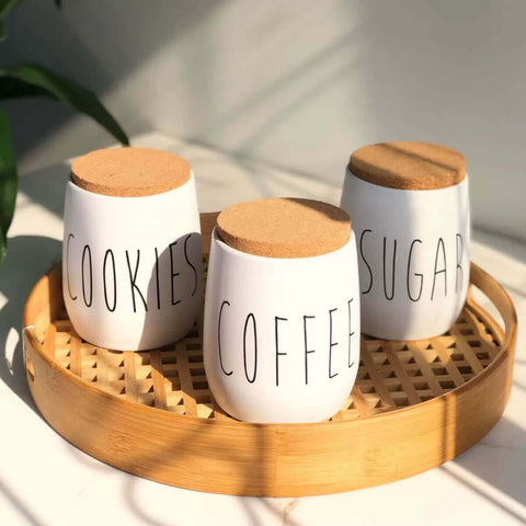 Pote para Café 850ml Lata Coffee Porta Condimentos em Metal e Cortiça OAK Yoi Branco Pote para Café 850ml Lata Coffee Porta Condimentos em Metal e Cortiça OAK Yoi Branco