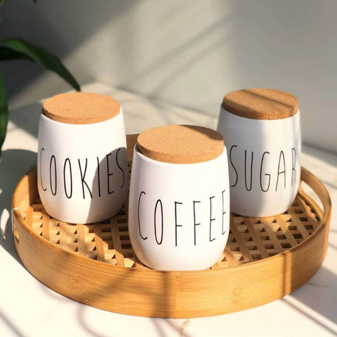 Pote para Biscoitos 850ml Lata Cookies Porta Condimentos em Metal e Cortiça OAK Yoi Branco Pote para Biscoitos 850ml Lata Cookies Porta Condimentos em Metal e Cortiça OAK Yoi Branco
