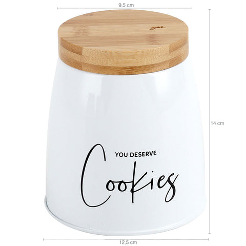 Lata Cookies Porta Condimentos 1,12L Pote para Biscoitos em Aço e Bambu Sunshine Branca Lata Cookies Porta Condimentos 1,12L Pote para Biscoitos em Aço e Bambu Sunshine Branca