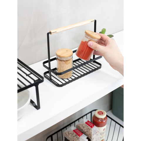 Cesto Organizador De Bancada Aço Madeira Porta Temperos Cozinha Preto Yoi Cesto Organizador De Bancada Aço Madeira Porta Temperos Cozinha Preto Yoi