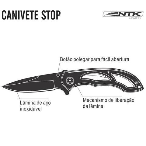 Canivete De Bolso Stop NTK Aço Inox 420 Fosfatizado Tático Esportivo Laranja