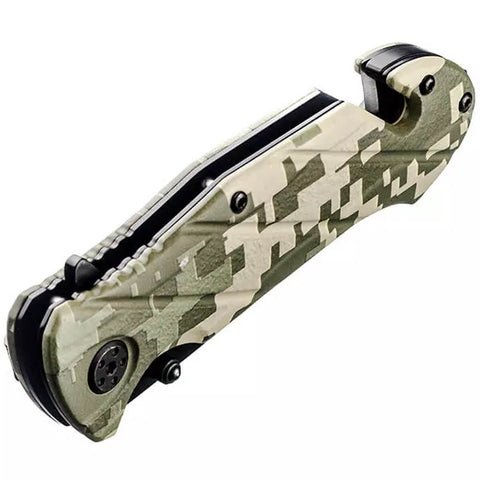 Canivete Tático Militar de Bolso Lâmina Aço Inox 420 Fosfatizado Cabo Camuflado Invictus Squad