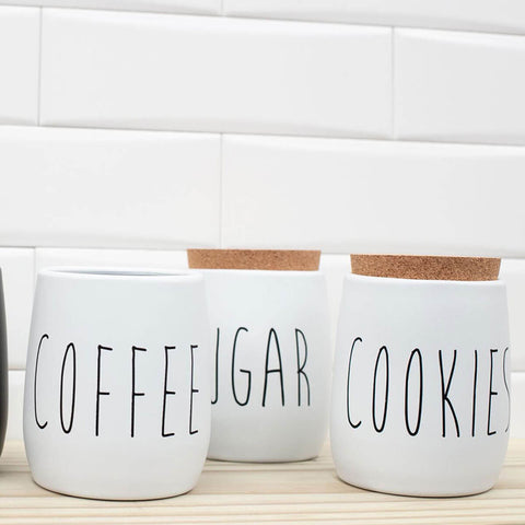 Pote para Café 850ml Lata Coffee Porta Condimentos em Metal e Cortiça OAK Yoi Branco Pote para Café 850ml Lata Coffee Porta Condimentos em Metal e Cortiça OAK Yoi Branco