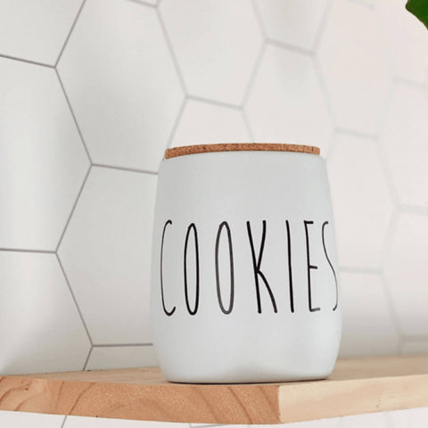 Pote para Biscoitos 850ml Lata Cookies Porta Condimentos em Metal e Cortiça OAK Yoi Branco Pote para Biscoitos 850ml Lata Cookies Porta Condimentos em Metal e Cortiça OAK Yoi Branco