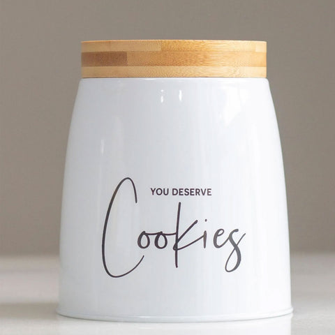 Lata Cookies Porta Condimentos 1,12L Pote para Biscoitos em Aço e Bambu Sunshine Branca Lata Cookies Porta Condimentos 1,12L Pote para Biscoitos em Aço e Bambu Sunshine Branca