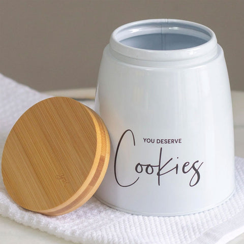 Lata Cookies Porta Condimentos 1,12L Pote para Biscoitos em Aço e Bambu Sunshine Branca Lata Cookies Porta Condimentos 1,12L Pote para Biscoitos em Aço e Bambu Sunshine Branca
