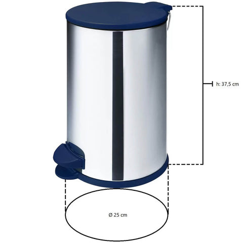 Lixeira Aço Inox com Pedal para Banheiro 12L com Balde Interno Removível Martinazzo Azul Marinho Lixeira Aço Inox com Pedal para Banheiro 12L com Balde Interno Removível Martinazzo Azul Marinho