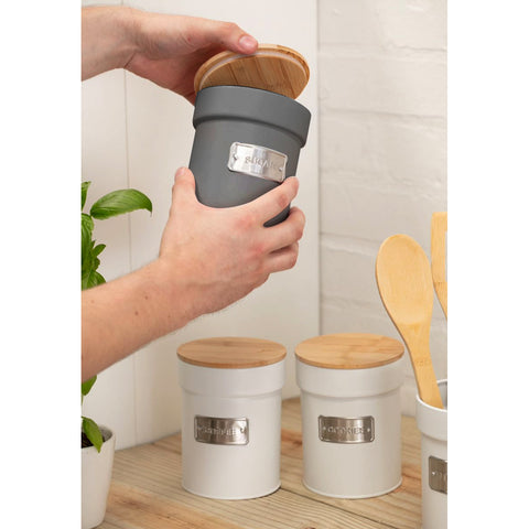 Lata Porta Condimentos Sugar Yoi Pote para Açúcar com Tampa de Bambu Hermética Chumbo Lata Porta Condimentos Sugar Yoi Pote para Açúcar com Tampa de Bambu Hermética Chumbo