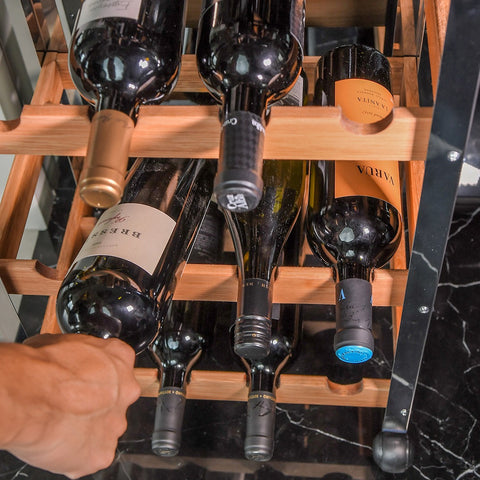 Carrinho Bar para Sala Essence Domama em Aço Inox com Adega em Madeira para 12 Garrafas de Vinho