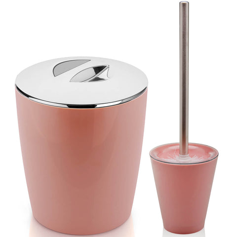 Conjunto Lixeira 5 Litros E Escovinha Sanitária Banheiro Ou Rosa Quartzo Conjunto Lixeira 5 Litros E Escovinha Sanitária Banheiro Ou Rosa Quartzo