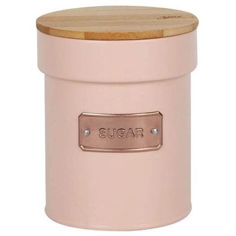 Pote para Acúcar Metal com Tampa Bambu 1L Lata Porta Condimentos Sugar Yoi Rosa Pote para Acúcar Metal com Tampa Bambu 1L Lata Porta Condimentos Sugar Yoi Rosa