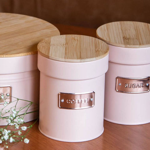 Pote para Café Metal com Tampa Bambu 1L Lata Porta Condimentos Coffee Yoi Rosa Pote para Café Metal com Tampa Bambu 1L Lata Porta Condimentos Coffee Yoi Rosa