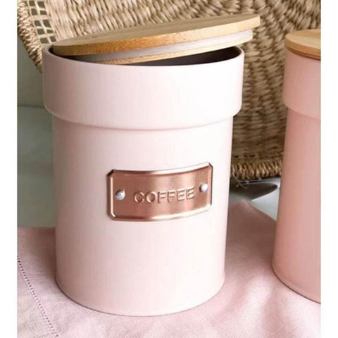 Pote para Café Metal com Tampa Bambu 1L Lata Porta Condimentos Coffee Yoi Rosa Pote para Café Metal com Tampa Bambu 1L Lata Porta Condimentos Coffee Yoi Rosa