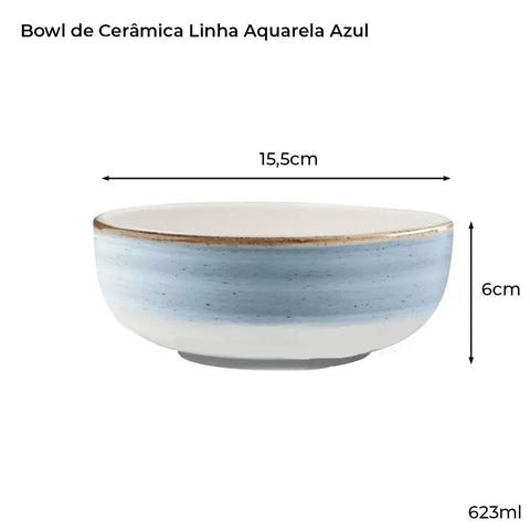 Tigela Cumbuca para Sopa Salada Bowl em Cerâmica 623ml Yoi Aquarela Azul Tigela Cumbuca para Sopa Salada Bowl em Cerâmica 623ml Yoi Aquarela Azul