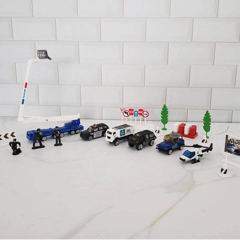 Kit de Carrinhos Infantil 40 Peças Fênix Brinquedo Educativo Bombeiros Aviões Polícia Construção