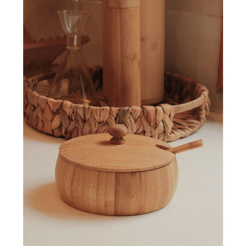 Pote Farinheira em Bambu com Tampa e Colher 220g Tyft Yoi Marrom Claro Pote Farinheira em Bambu com Tampa e Colher 220g Tyft Yoi Marrom Claro
