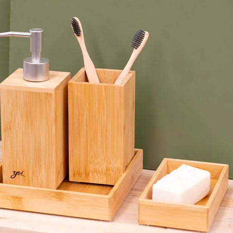 Porta Sabonete Líquido 300ml com Ampola Interna Dispenser Sabão Líquido Yoi Bambu Natural Porta Sabonete Líquido 300ml com Ampola Interna Dispenser Sabão Líquido Yoi Bambu Natural