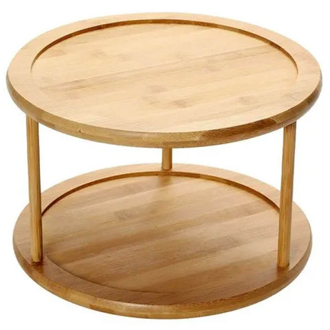 Suporte Organizador Giratório de Mesa  2 Andares 26x17,4cm em Bambu Yoi Suporte Organizador Giratório de Mesa  2 Andares 26x17,4cm em Bambu Yoi