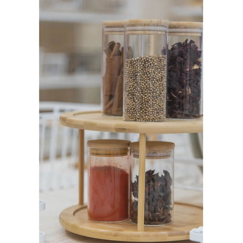 Suporte Organizador Giratório de Mesa  2 Andares 26x17,4cm em Bambu Yoi Suporte Organizador Giratório de Mesa  2 Andares 26x17,4cm em Bambu Yoi