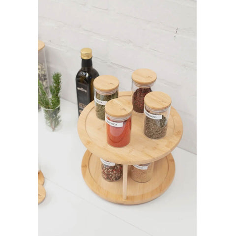 Suporte Organizador Giratório de Mesa  2 Andares 26x17,4cm em Bambu Yoi Suporte Organizador Giratório de Mesa  2 Andares 26x17,4cm em Bambu Yoi