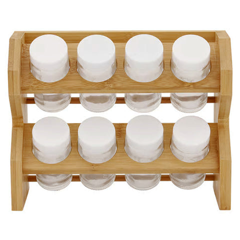 Porta Temperos com 8 Potes de Vidro Yoi Porta Condimentos Tyft Multiuso Bambu Natural Porta Temperos com 8 Potes de Vidro Yoi Porta Condimentos Tyft Multiuso Bambu Natural