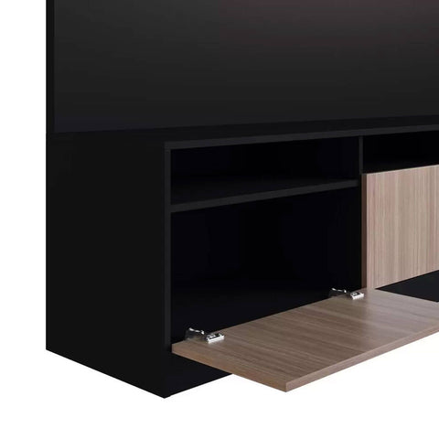 Painel para TV com Estante Home Rack 146cm com 3 Portas e Prateleira ProDecor Preto Montana Painel para TV com Estante Home Rack 146cm com 3 Portas e Prateleira ProDecor Preto Montana