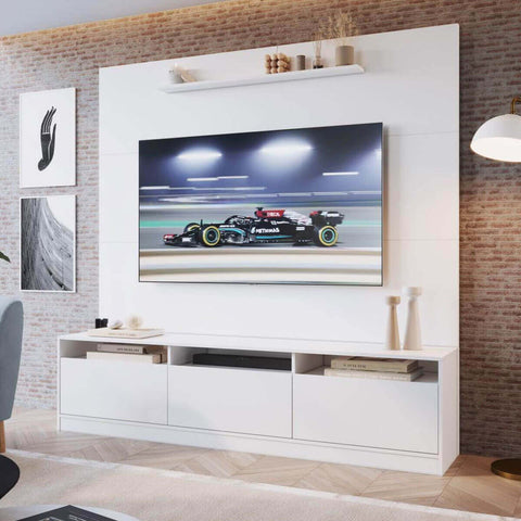 Estante Home Painel para TV de 50” com 3 Portas 3 Nichos e 1 Prateleira ProDecor Branco Estante Home Painel para TV de 50” com 3 Portas 3 Nichos e 1 Prateleira ProDecor Branco