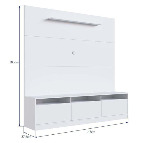 Estante Home Painel para TV de 50” com 3 Portas 3 Nichos e 1 Prateleira ProDecor Branco Estante Home Painel para TV de 50” com 3 Portas 3 Nichos e 1 Prateleira ProDecor Branco