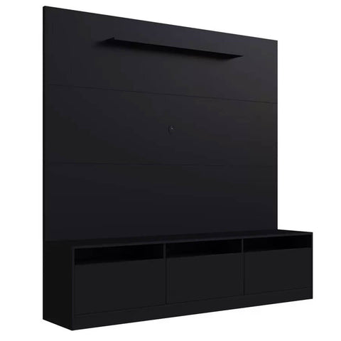 Rack de Parede Painel para TV 146cm Estante Home 3 Portas e Prateleira ProDecor Preto Rack de Parede Painel para TV 146cm Estante Home 3 Portas e Prateleira ProDecor Preto