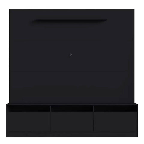 Rack de Parede Painel para TV 146cm Estante Home 3 Portas e Prateleira ProDecor Preto Rack de Parede Painel para TV 146cm Estante Home 3 Portas e Prateleira ProDecor Preto