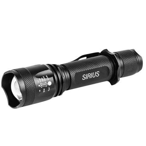 Lanterna Tática Sirius Invictus 800 Lúmens Bateria USB Recarregável Preto