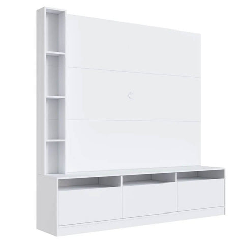 Estante Home e Painel para TV 146cm com 7 nichos e 3 Portas Basculantes ProDecor Branco Estante Home e Painel para TV 146cm com 7 nichos e 3 Portas Basculantes ProDecor Branco