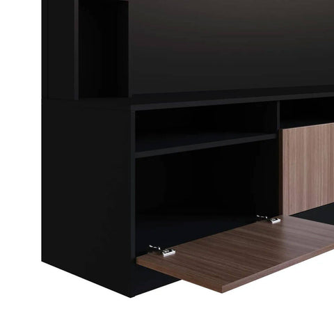 Estante Home e Painel para TV 146cm com 7 nichos e 3 Portas ProDecor Preto Montana Estante Home e Painel para TV 146cm com 7 nichos e 3 Portas ProDecor Preto Montana