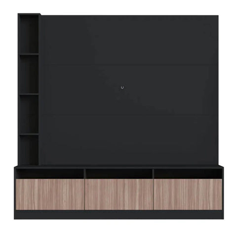 Estante Home e Painel para TV 146cm com 7 nichos e 3 Portas ProDecor Preto Montana Estante Home e Painel para TV 146cm com 7 nichos e 3 Portas ProDecor Preto Montana