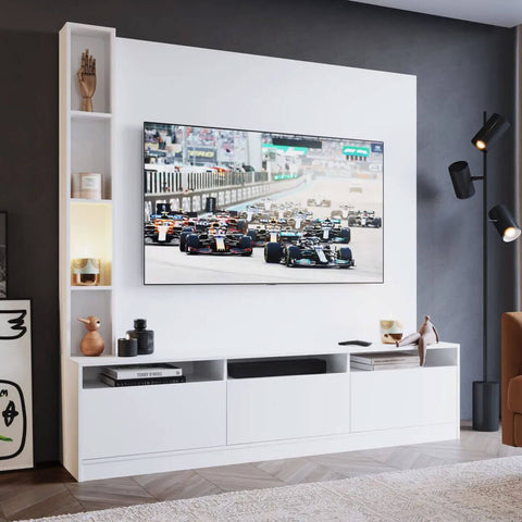 Estante Home Painel para TV 180cm com 7 Nichos e 3 Portas Basculantes ProDecor Branco Estante Home Painel para TV 180cm com 7 Nichos e 3 Portas Basculantes ProDecor Branco