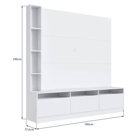 Estante Home Painel para TV 180cm com 7 Nichos e 3 Portas Basculantes ProDecor Branco Estante Home Painel para TV 180cm com 7 Nichos e 3 Portas Basculantes ProDecor Branco