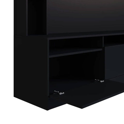 Estante Home e Painel para TV 180cm com 7 nichos e 3 Portas Basculantes ProDecor Preto Estante Home e Painel para TV 180cm com 7 nichos e 3 Portas Basculantes ProDecor Preto