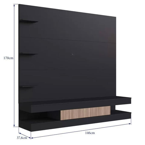 Estante Painel para Tv com Prateleiras e Gavetas Home Prodecor Madeira Preto Estante Painel para Tv com Prateleiras e Gavetas Home Prodecor Madeira Preto